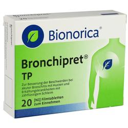 Eine Packung Bronchipret TP Tabletten zur Linderung von Husten und Bronchitis.